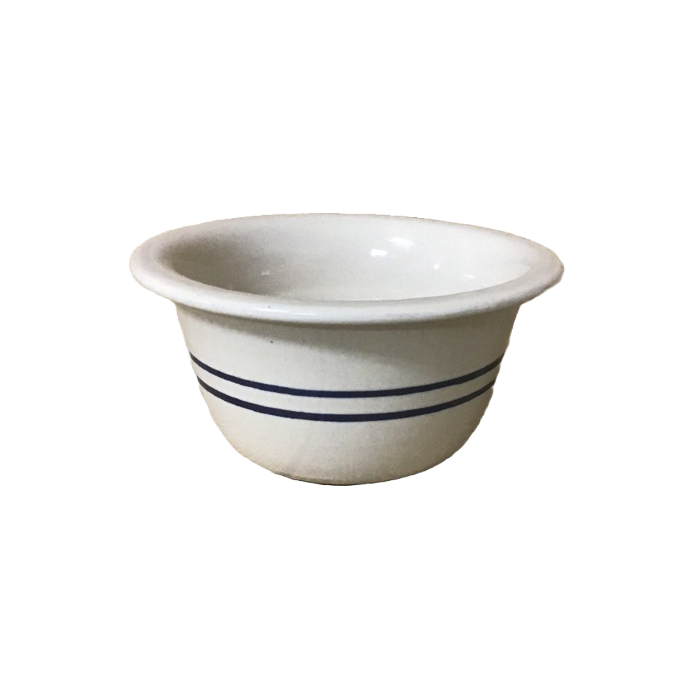Cream stoneware bowl with blue stripes, hand-thrown design for kitchenware and tableware collections under $50