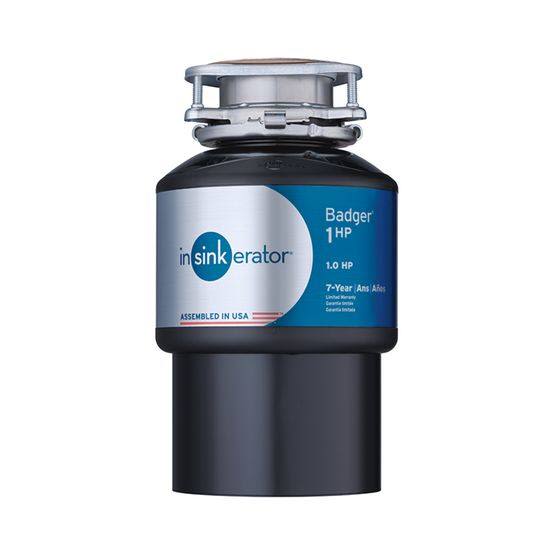 Compact black and silver 1 HP garbage disposal unit for home improvement and kitchen tool use