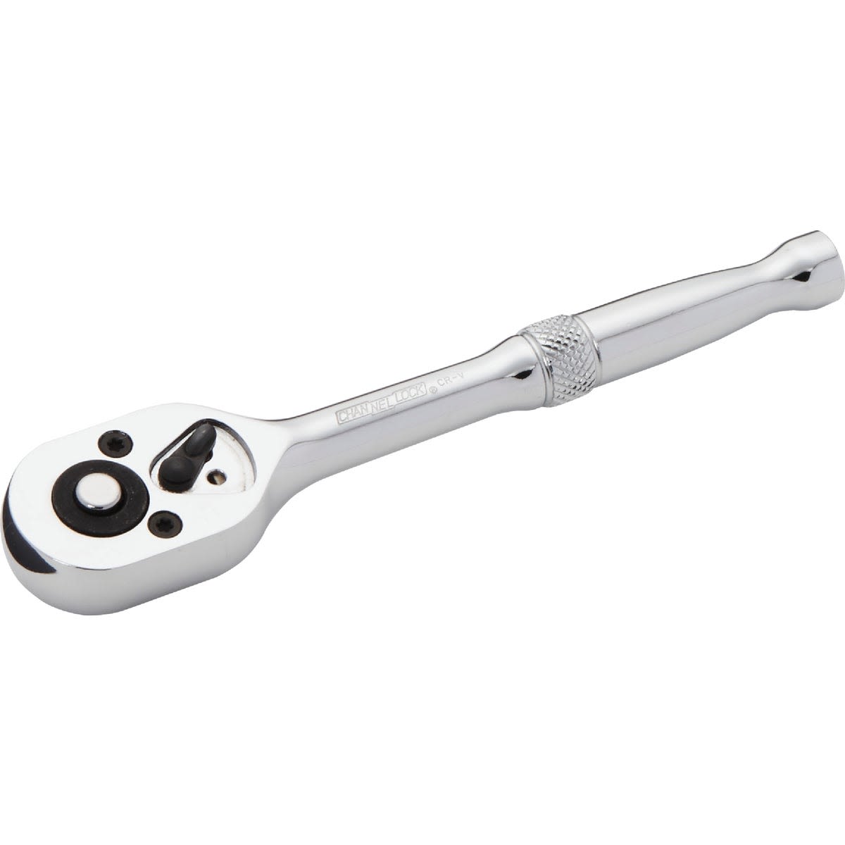 Chrome-finished 1/4 inch drive ratchet wrench with quick release and textured grip for tools and home improvement tasks