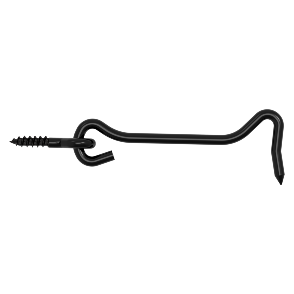 Black 4-inch hook and eye latch for doors and gates in door accessories and home improvement under $50 collections