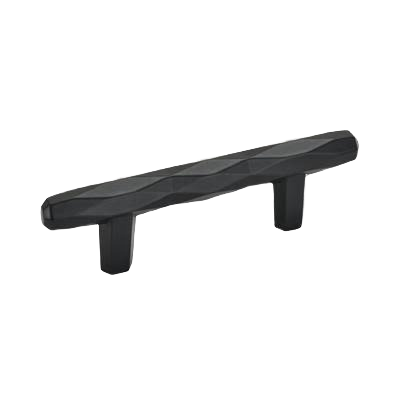 Black bronze geometric cabinet pull with faceted design in hardware and furniture accessories collections
