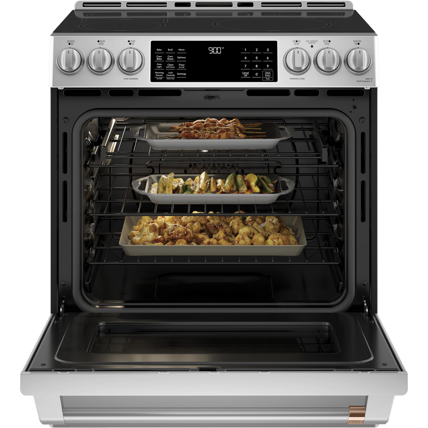 CAFÉ™ 30" Smart Slide-In, Front-Control, Induction and Convection Range with Warming Drawer
