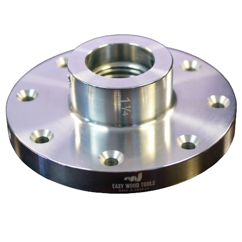 Anodized aluminum faceplate with multiple bolt holes for woodworking tool accessories and home improvement projects