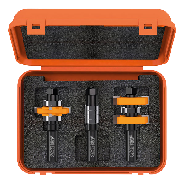 CMT Orange Tools Adj. Tongue & Groove Bit Set For Mission Style Cabinet Doors, 1/2” Shank