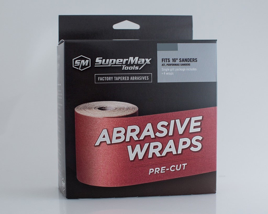 Box of pre-cut abrasive wraps for 16-inch drum sanders in sandpaper collection under $100 category