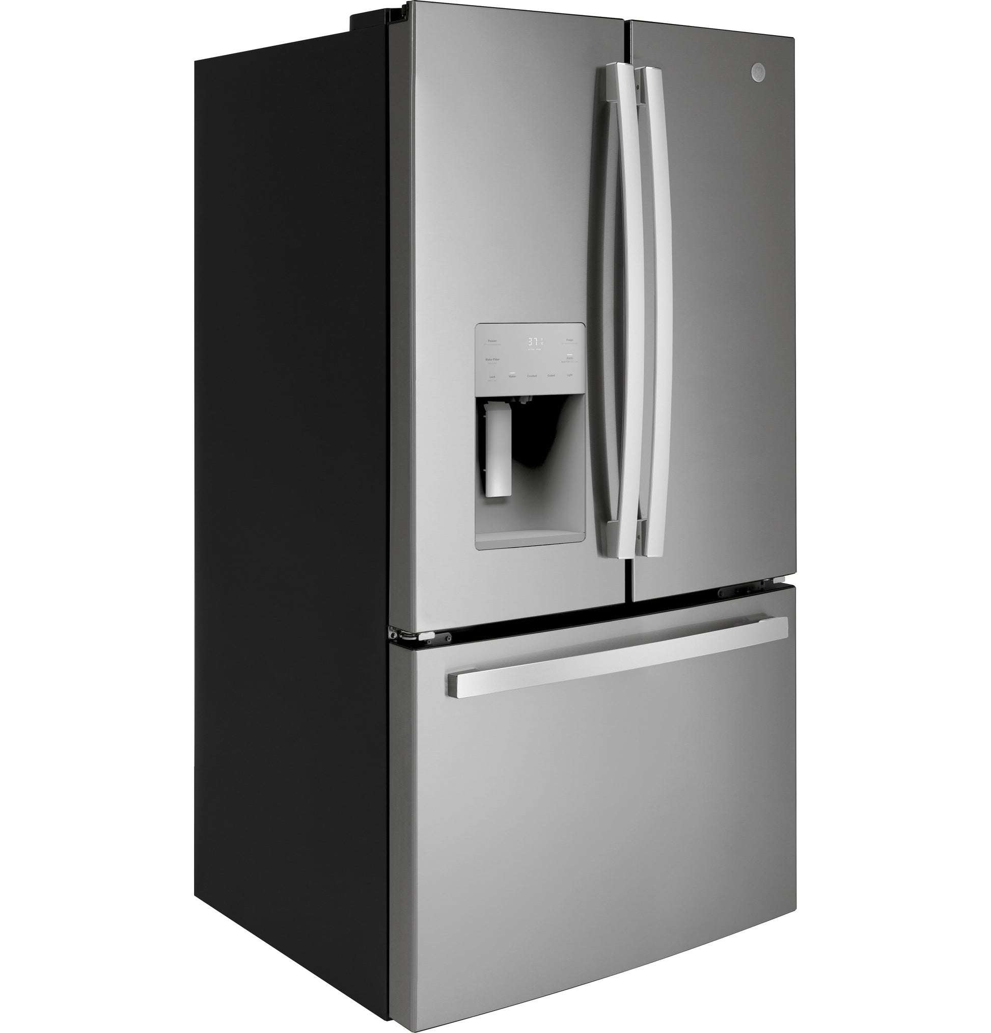 Fingerprint resistant stainless steel french-door refrigerator with water dispenser and bottom freezer drawer in appliances collection