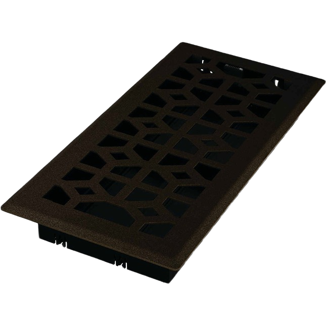 Bronze steel floor register with decorative geometric pattern for home improvement and plumbing collections under $50