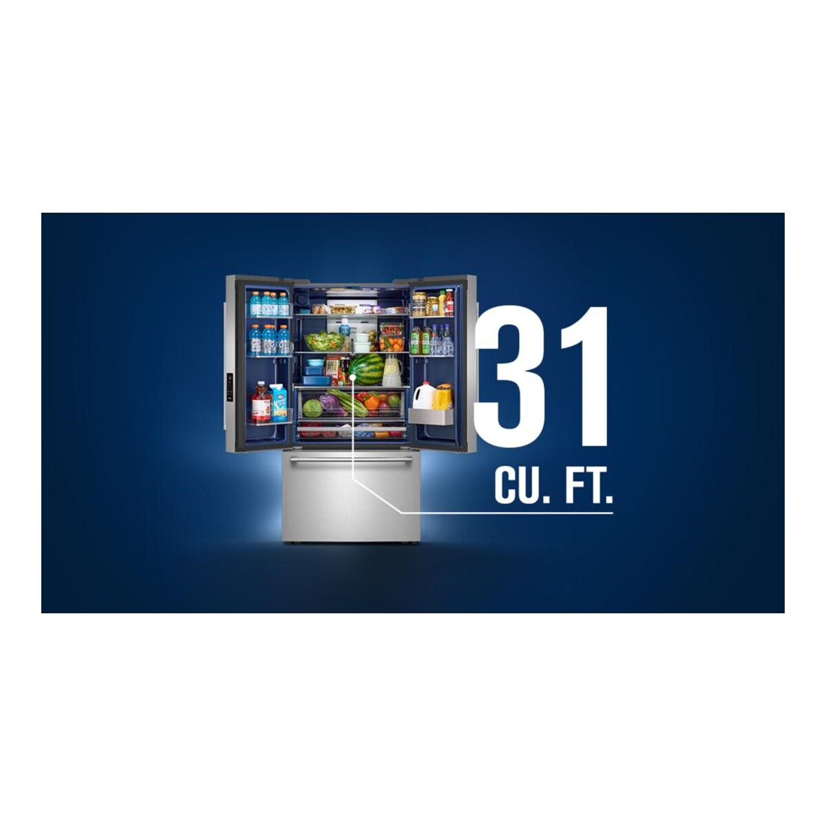 Maytag® 31 Cu. Ft. XL Capacity French Door Bottom Mount Refrigerator with Ice + Water