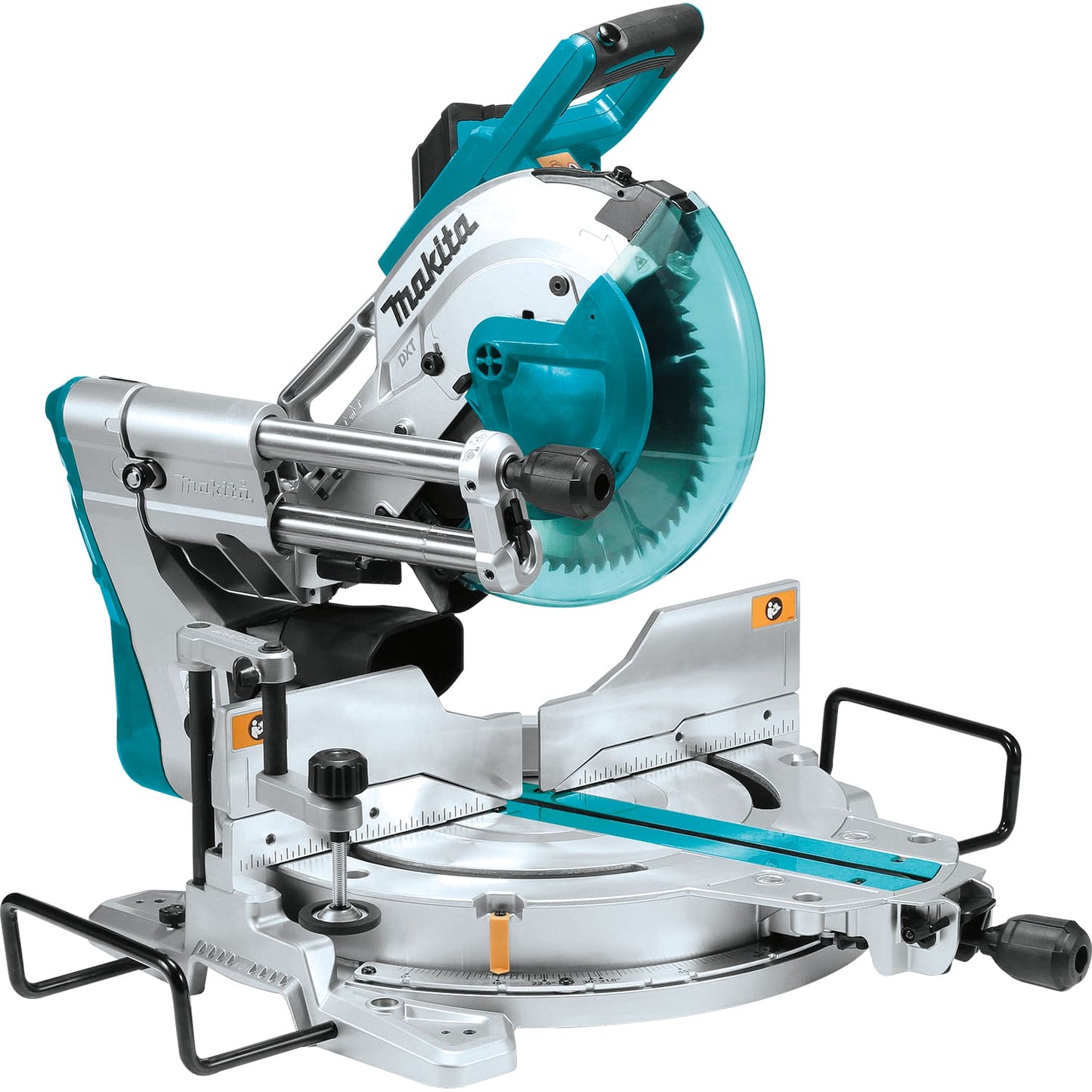 Makita dual-bevel sliding compound miter saw with metal base and laser guide for precision cutting in power tools collection