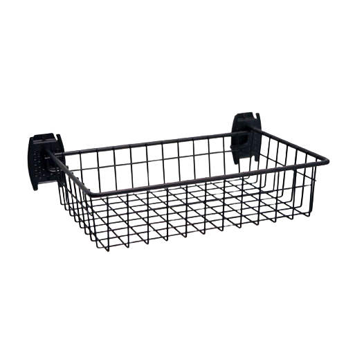 Black metal wall-mounted basket for versatile storage and organization in laundry, closet, garage, and dorm spaces under $50
