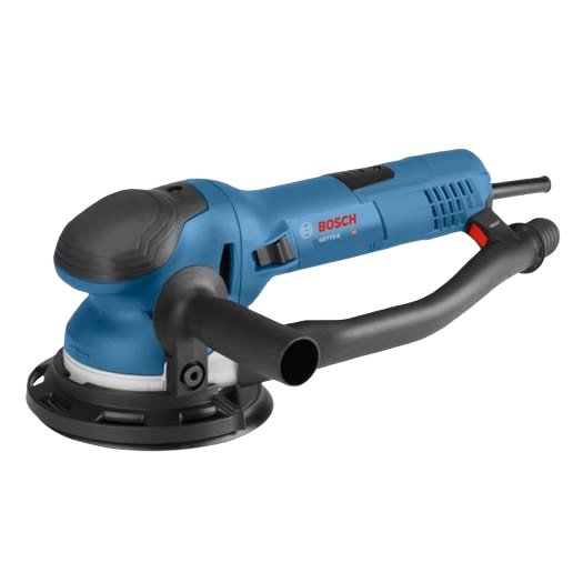 Blue dual-mode random orbit sander with ergonomic handle and dust extraction port for tools and home improvement tasks