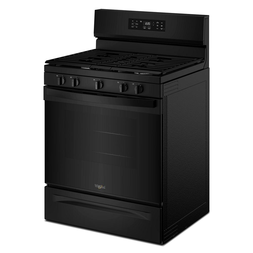Matte black 30-inch gas range with five control knobs and digital display from Ranges and Kitchen & Kitchenware collection