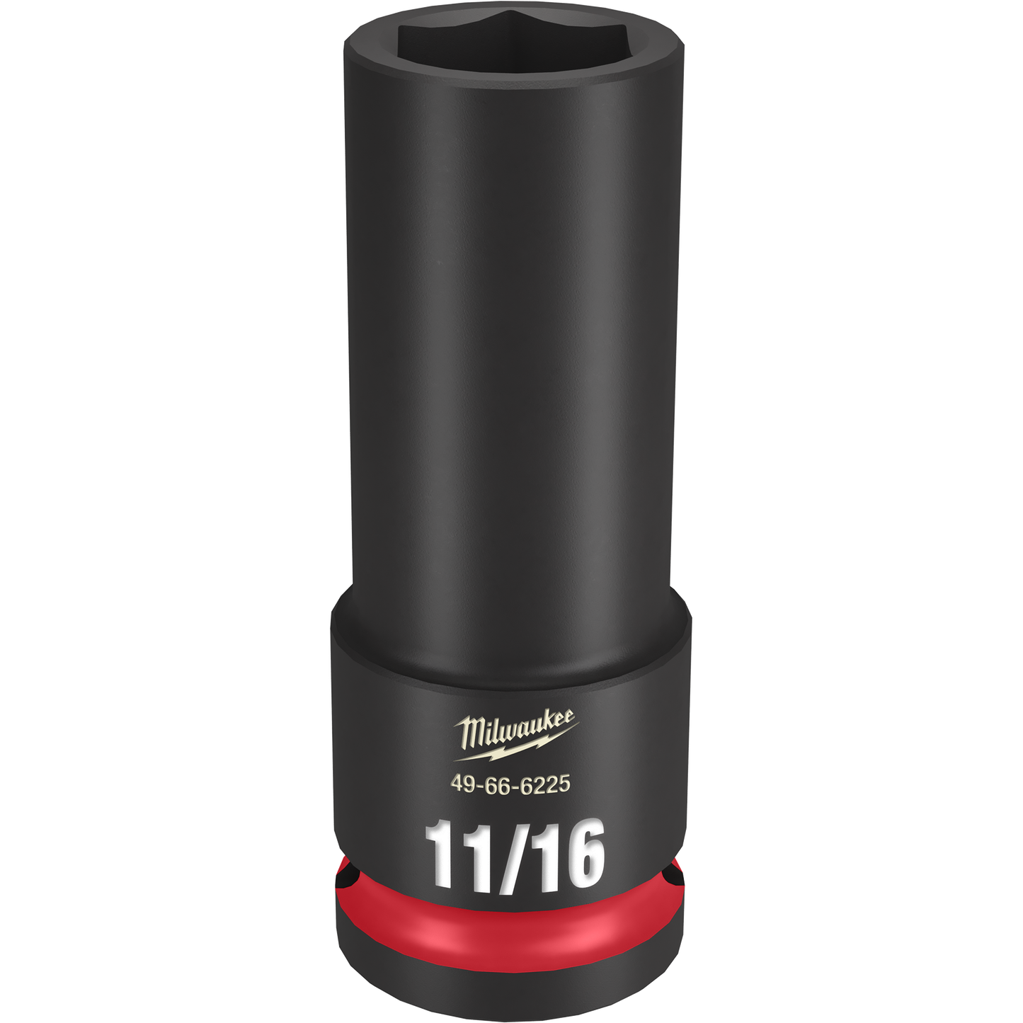 Milwaukee 11/16 inch deep 6 point impact socket with 1/2 inch drive designed for heavy-duty hand tool use