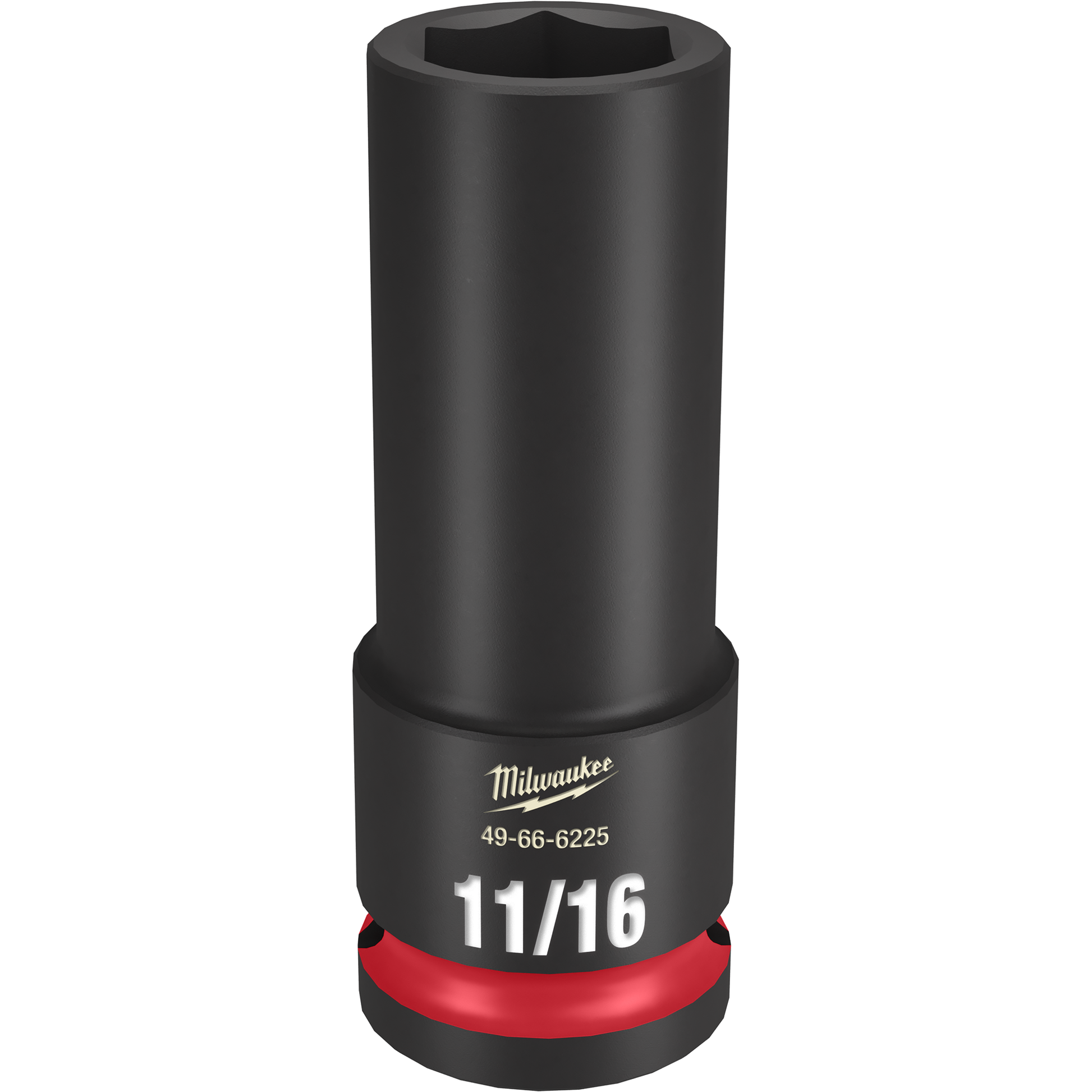 Milwaukee 11/16 inch deep 6 point impact socket with 1/2 inch drive designed for heavy-duty hand tool use