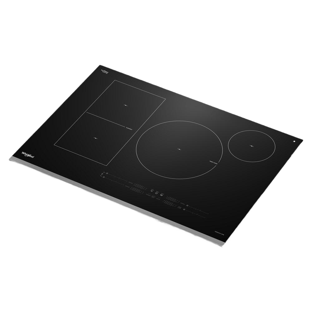 Black induction cooktop with three cooking zones and touch controls in Cooktops and Kitchen & Kitchenware collections