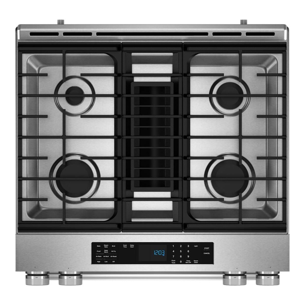 30-Inch 4-Burner Dual Fuel Downdraft Slide-In Range
