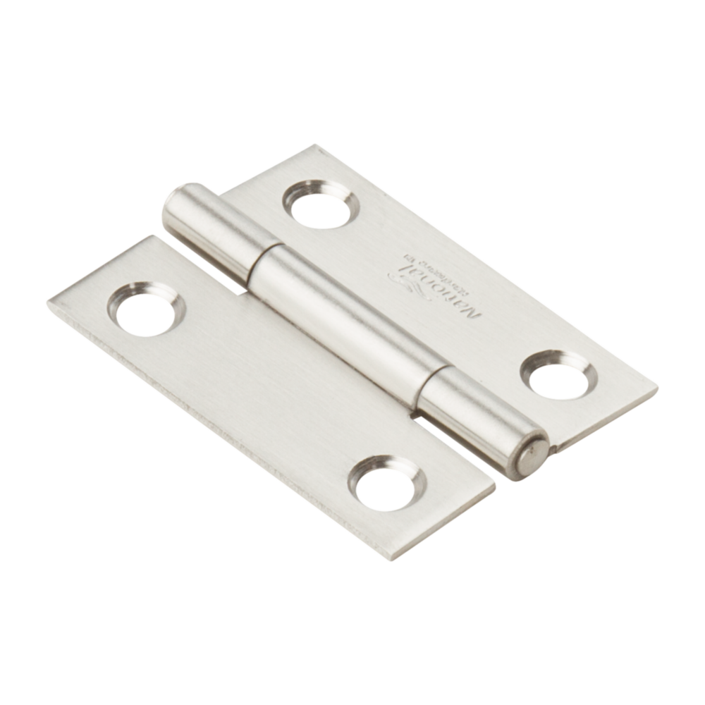 Two-pack of 2-inch stainless steel narrow tight-pin hinges for doors and cabinets in home improvement hardware collection