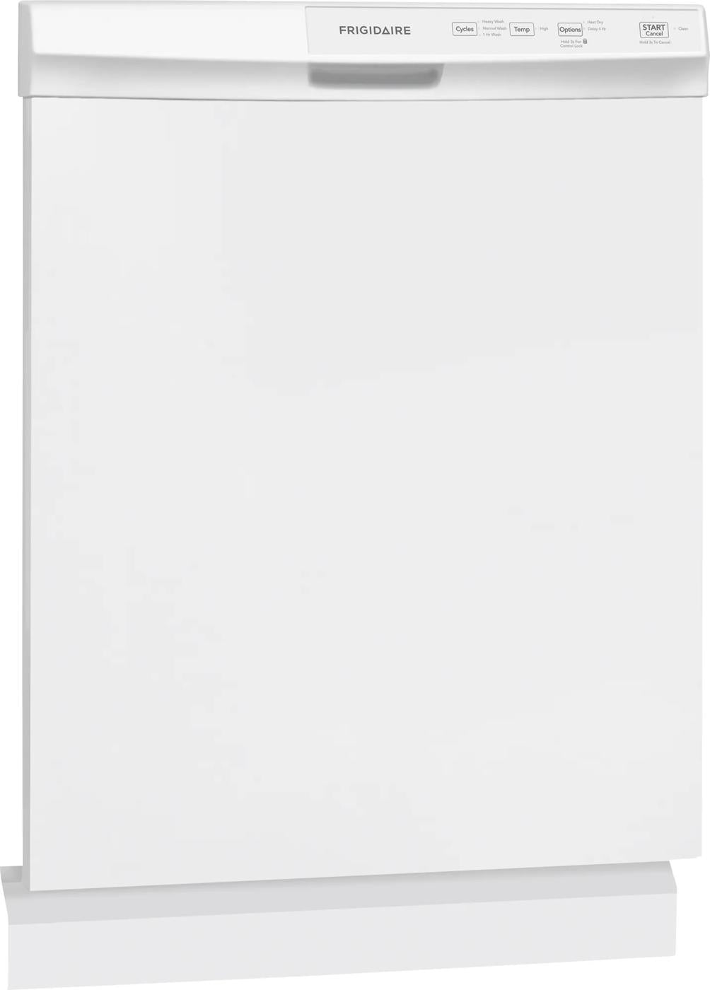 White built-in dishwasher with top control panel and buttons in dishwashers and kitchenware collections