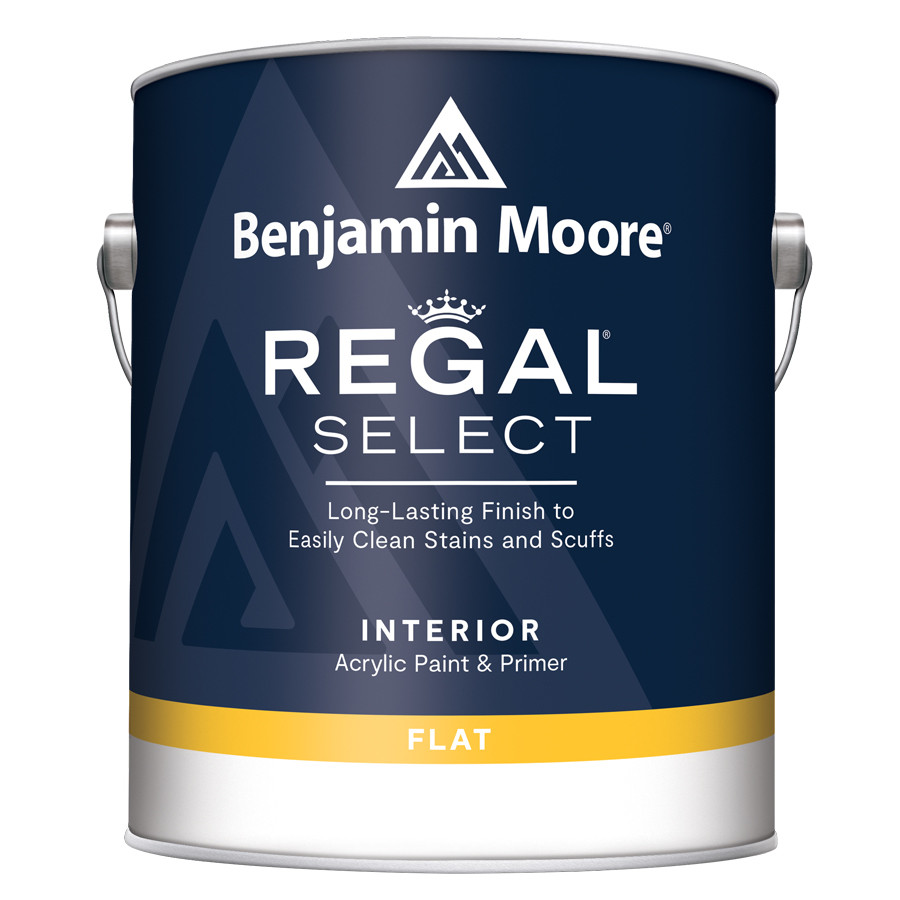 One-quart can of Benjamin Moore Regal Select flat interior acrylic paint for home improvement projects
