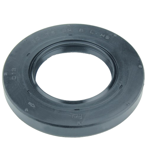 Black circular rubber seal with inner lip designed for preventing leaks in mechanical or hydraulic equipment assemblies