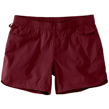 Women's relaxed fit work shorts in deep bordeaux color with ripstop fabric and five-pocket design