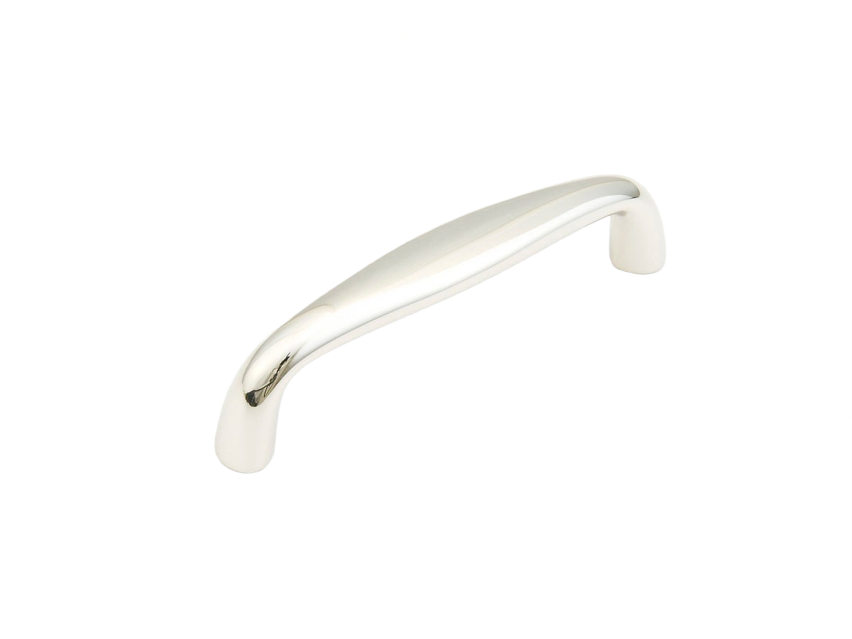 Polished nickel cabinet pull with a classic design, ideal for furniture hardware and home improvement projects under $50