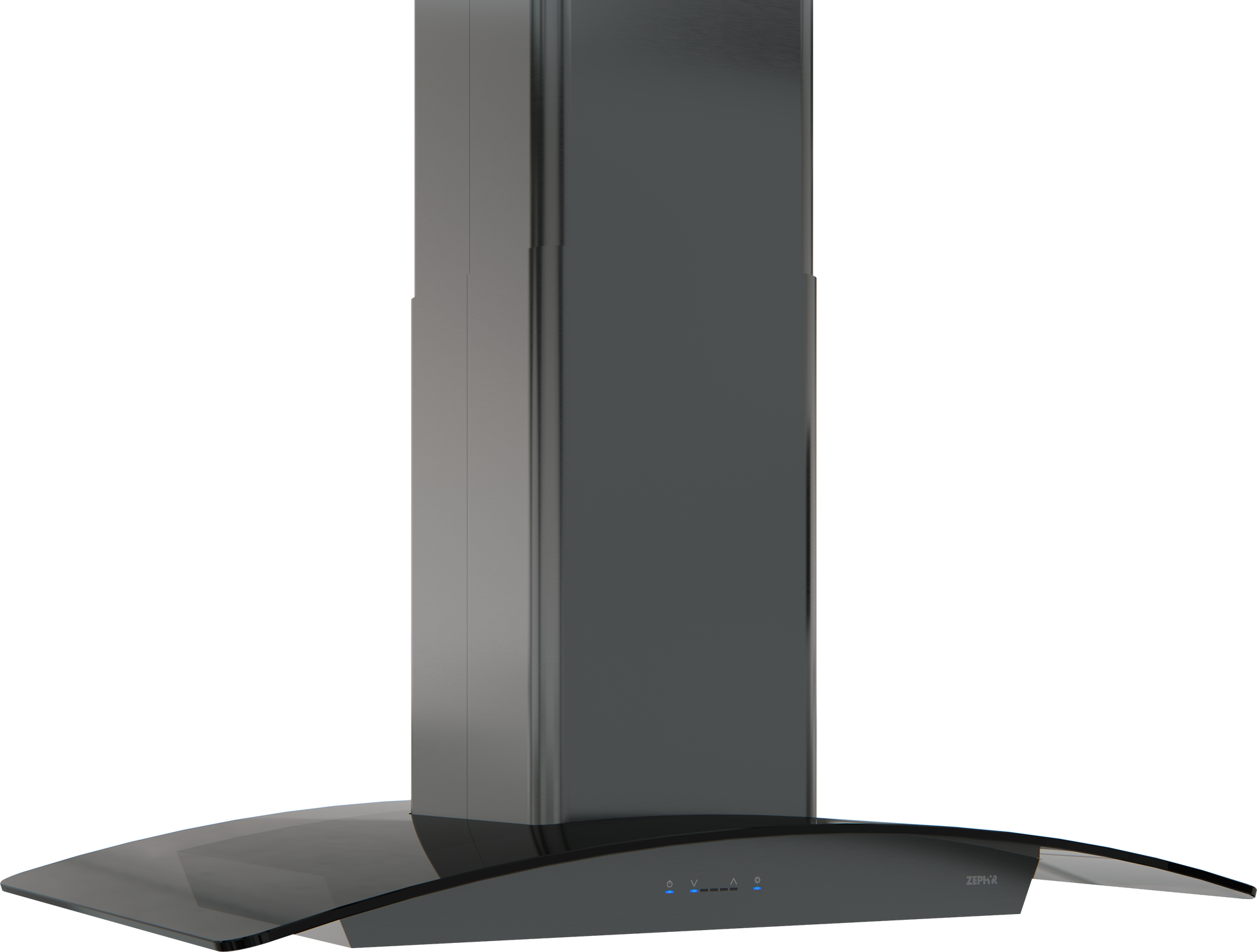 Smoke-gray glass canopy range hood with black stainless steel finish for island kitchens in Home Improvement collections