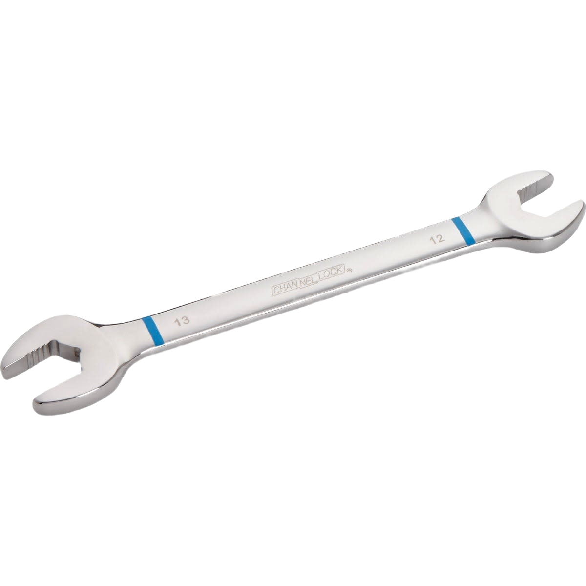 Polished steel double open-end wrench with metric 12mm and 13mm sizes for home improvement tasks