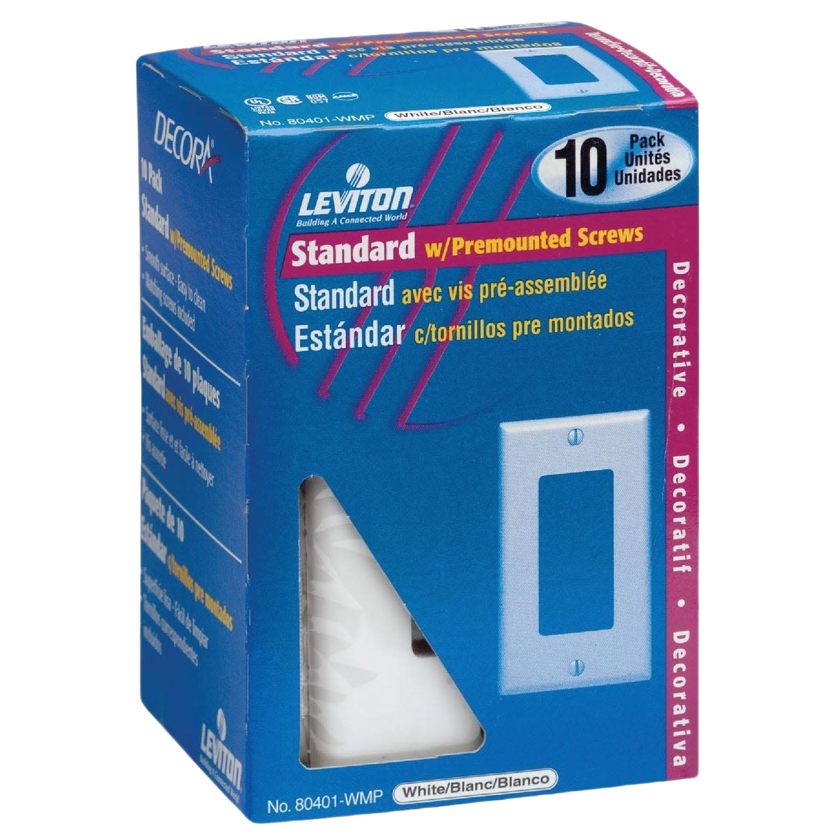 Pack of ten white plastic rocker wall plates with standard size and premounted screws for electrical upgrades under $50 collections