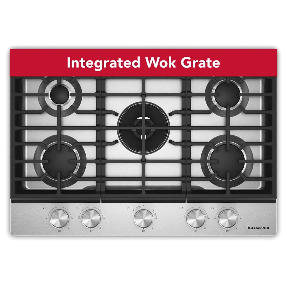 KitchenAid® 30 in. Gas Cooktop with 5 Burners and Integrated Wok Grate