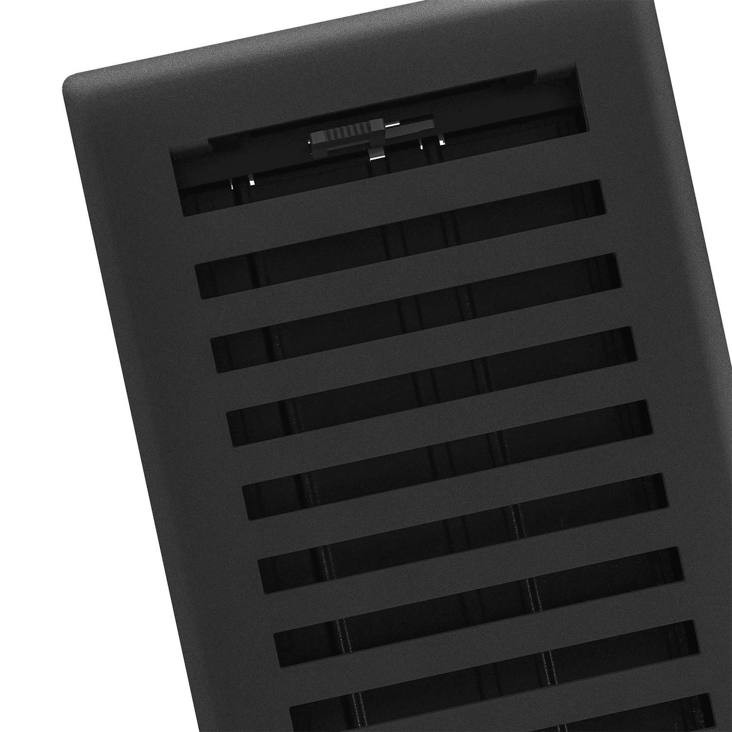 Black iron floor register with adjustable vent louvers for airflow control in plumbing and home improvement collections