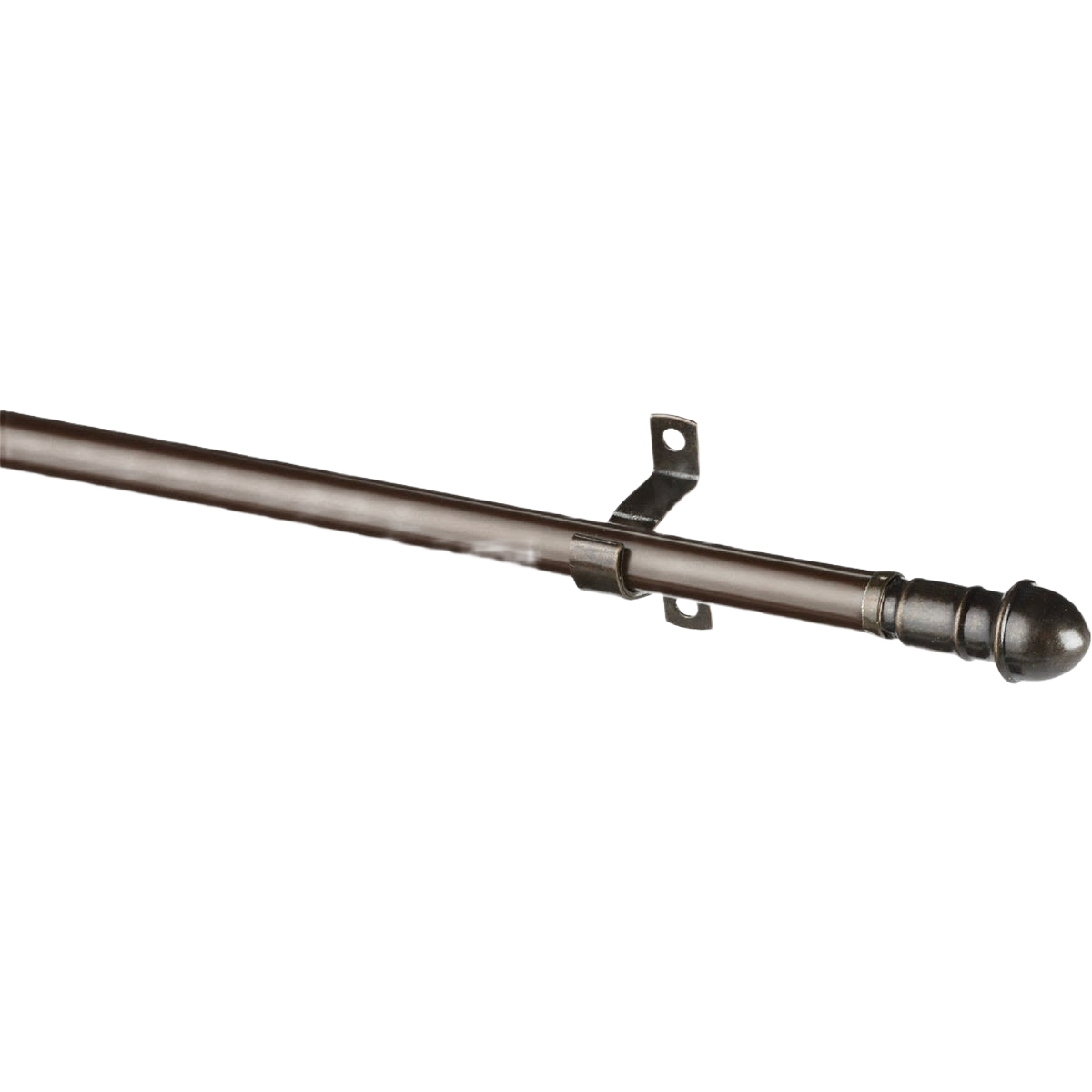 Bronze finish 28-inch cafe curtain rod with decorative finial and mounting bracket for home improvement use