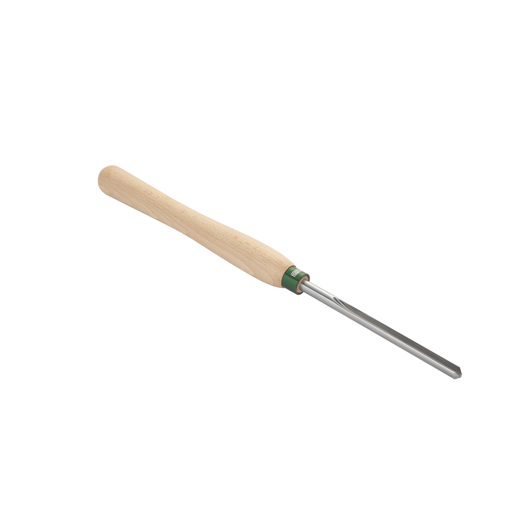 Woodturning bowl gouge with polished high-speed steel blade and smooth beech wood handle in woodworking tools collection
