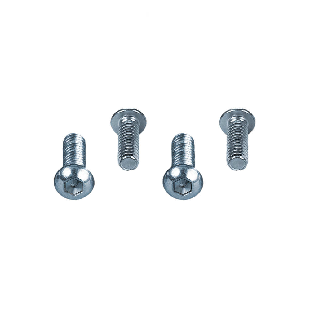 Set of four silver hex socket cap screws with machine-threaded shafts for tool assembly and home improvement projects