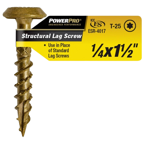 Power Pro 1/4 x 1-1/2 inch structural lag screw for heavy-duty fastening in hardware and fasteners collections under $50