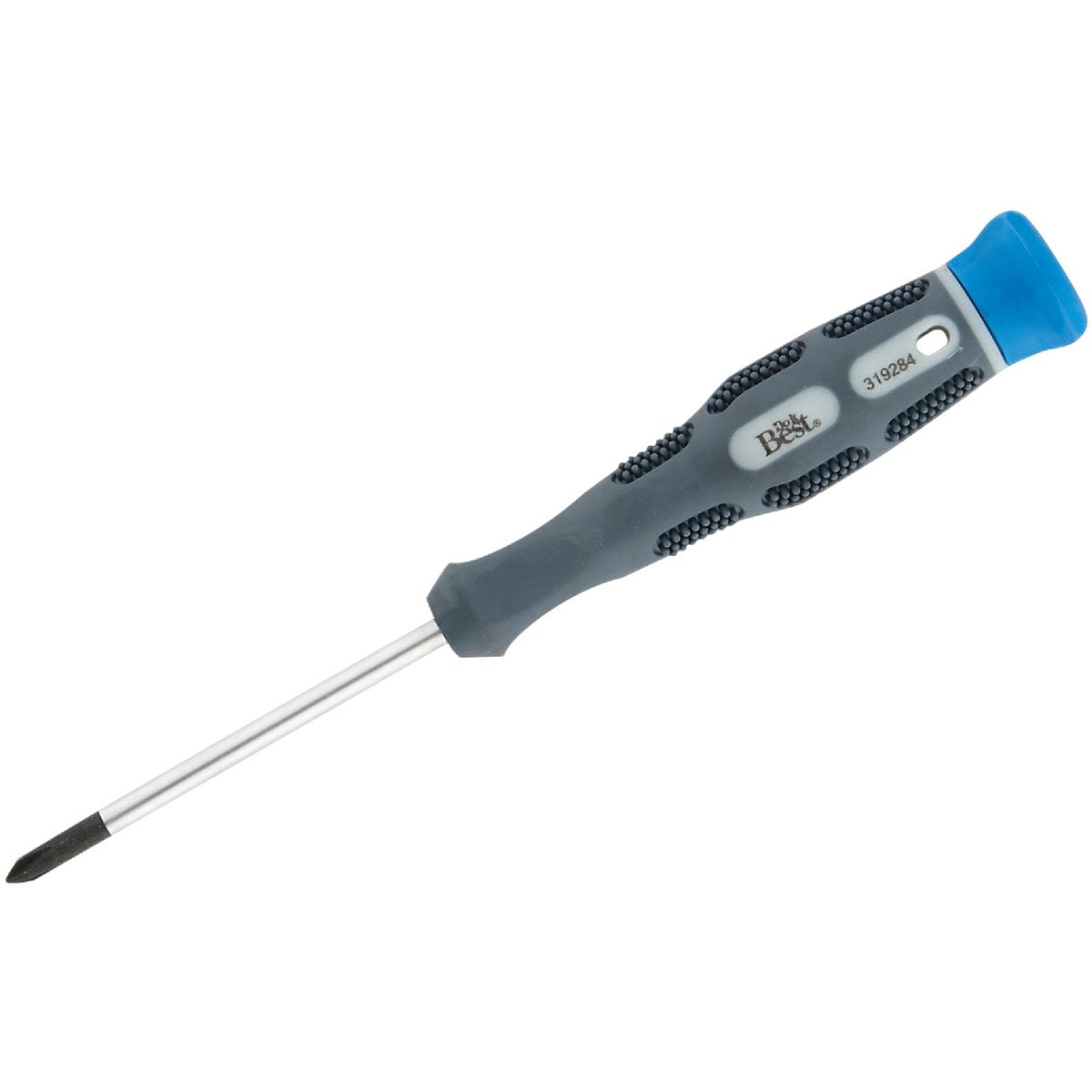 Precision #1 Phillips screwdriver with 2.5-inch blade and ergonomic gray and blue handle for home improvement tasks