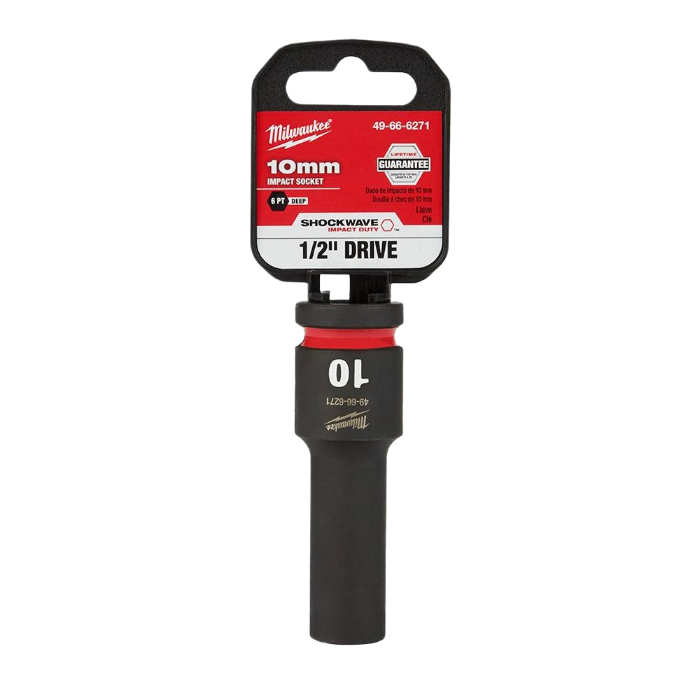 Deep 10mm impact socket with forged steel construction and non-slip hex design for heavy-duty hand tool use under $50