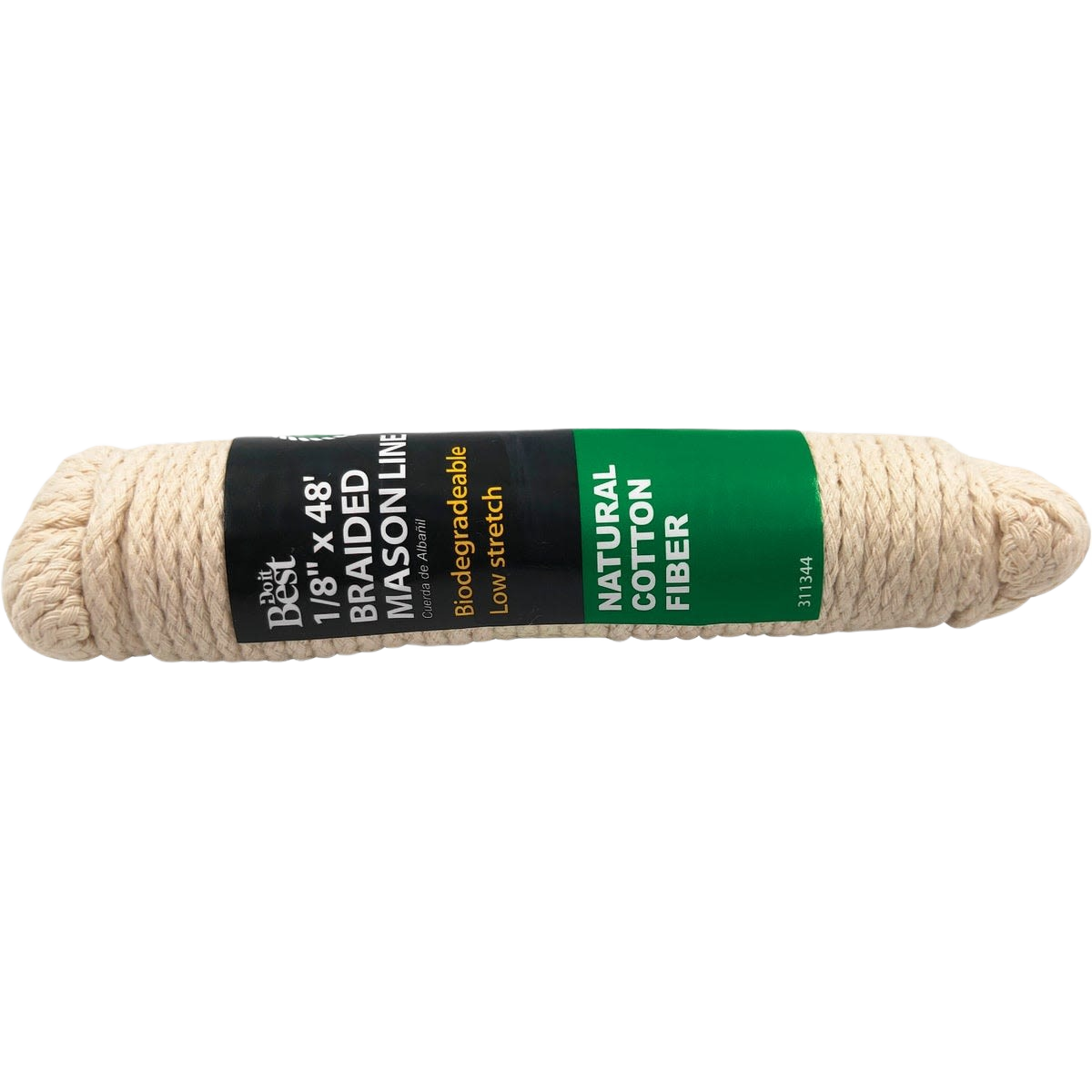 White braided cotton mason line spool with natural fiber for durable use in tools and home improvement projects
