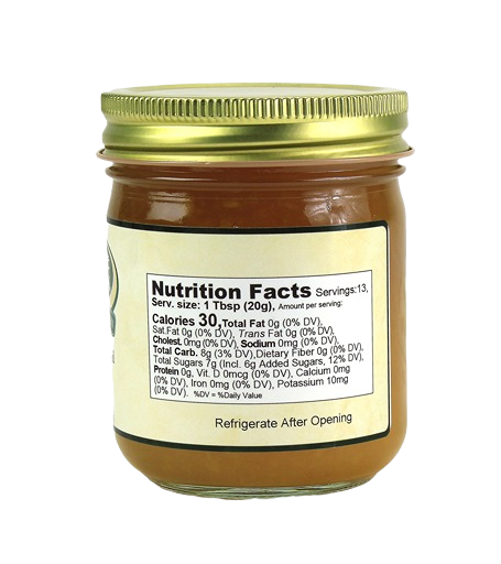 Hartville Kitchen peach spread jar showing nutrition facts label, part of jams and jellies under $25 collection