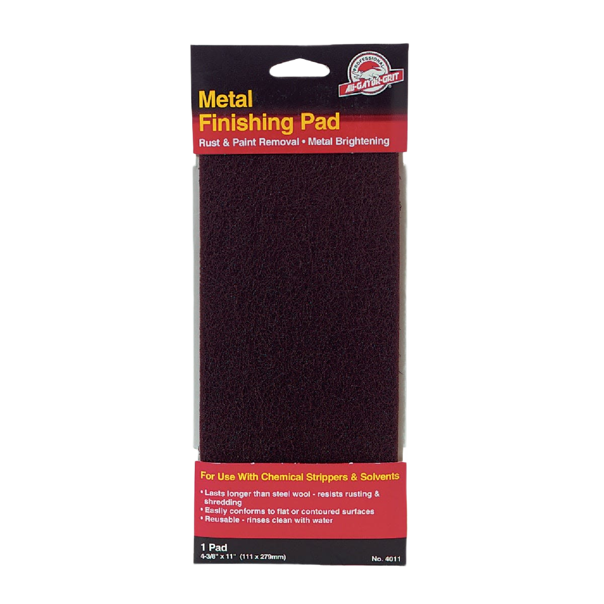 Durable metal finishing pad for rust and paint removal, ideal for sanding, repair, and paint supply collections under $50.