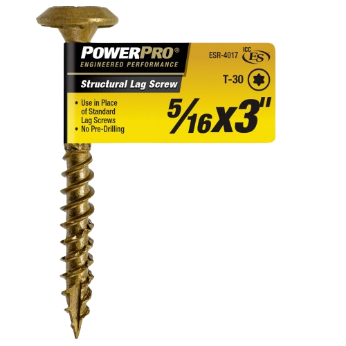 Power Pro 5/16 x 3 inch structural lag screw with T-30 drive for heavy-duty fastening in home improvement hardware