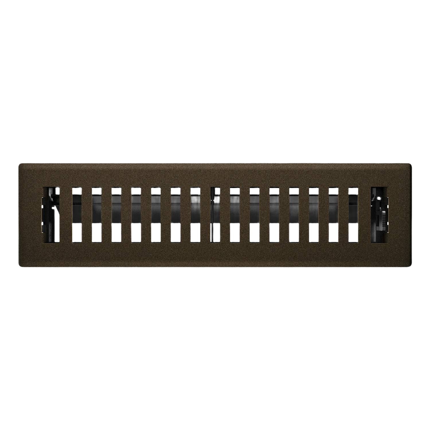 Bronze-colored floor register with rectangular vents and durable metal construction for home improvement use