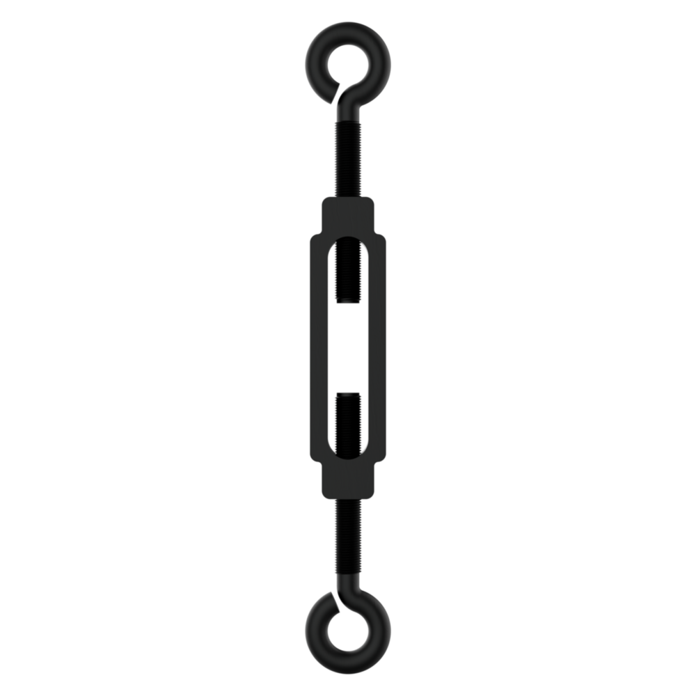 Black steel eye-to-eye turnbuckle for cable tensioning in hardware, hooks & eyes, and fasteners under $50 collection