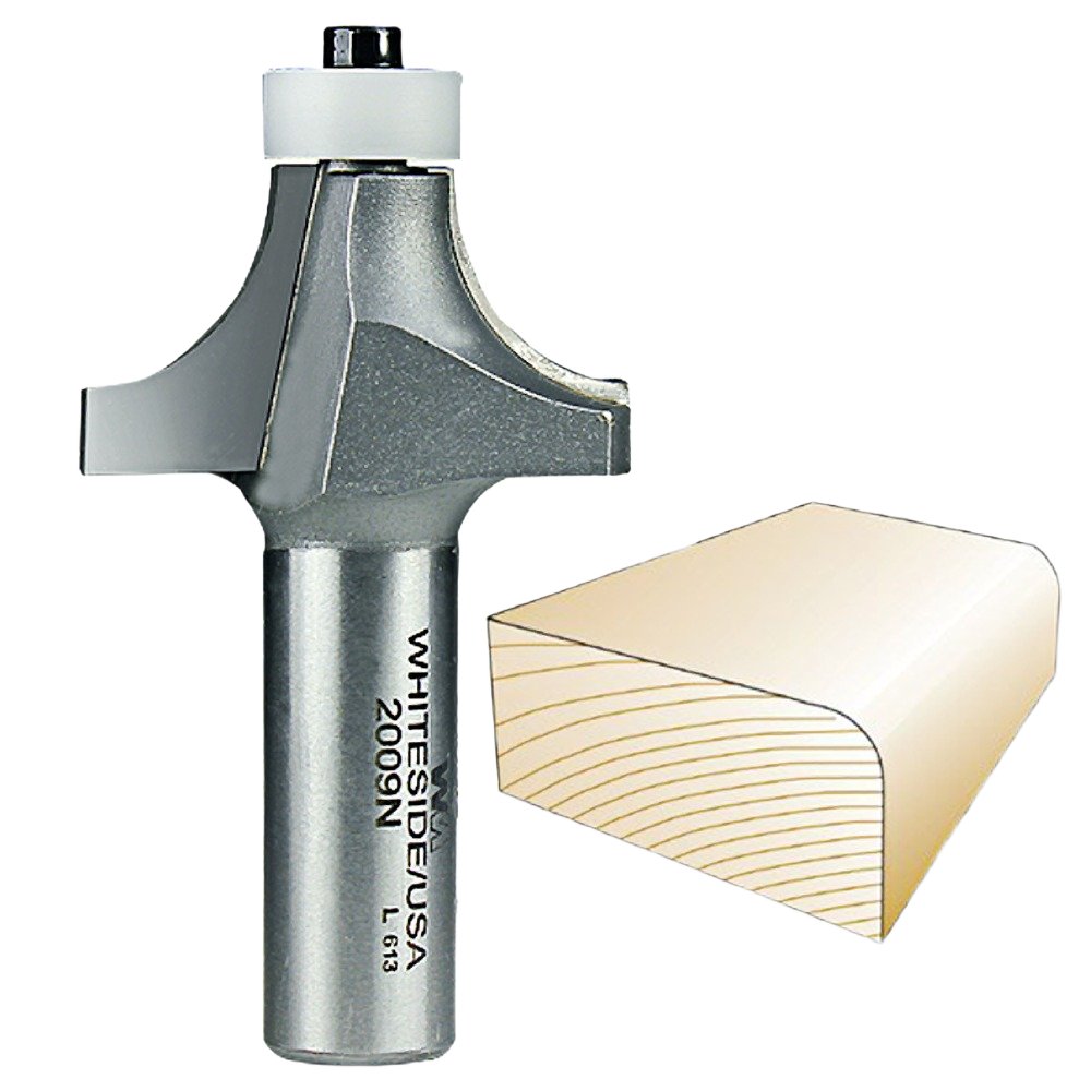 Whiteside roundover bit with nylon non-marring bearing for smooth edge woodworking in tool accessories and home improvement collections
