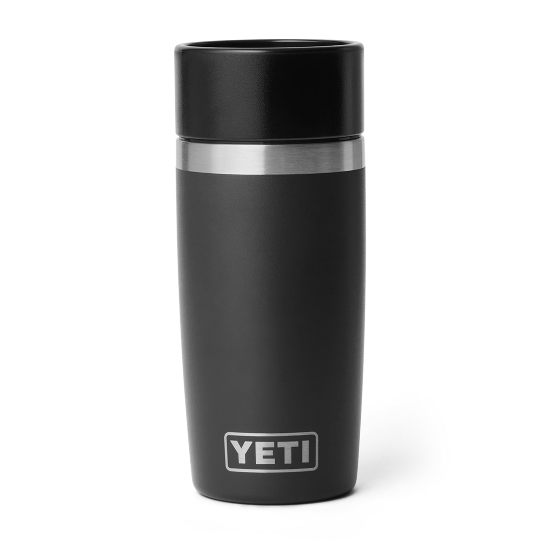 Black stainless steel YETI Rambler 12 oz. travel bottle with insulated double-wall design from drinkware collection