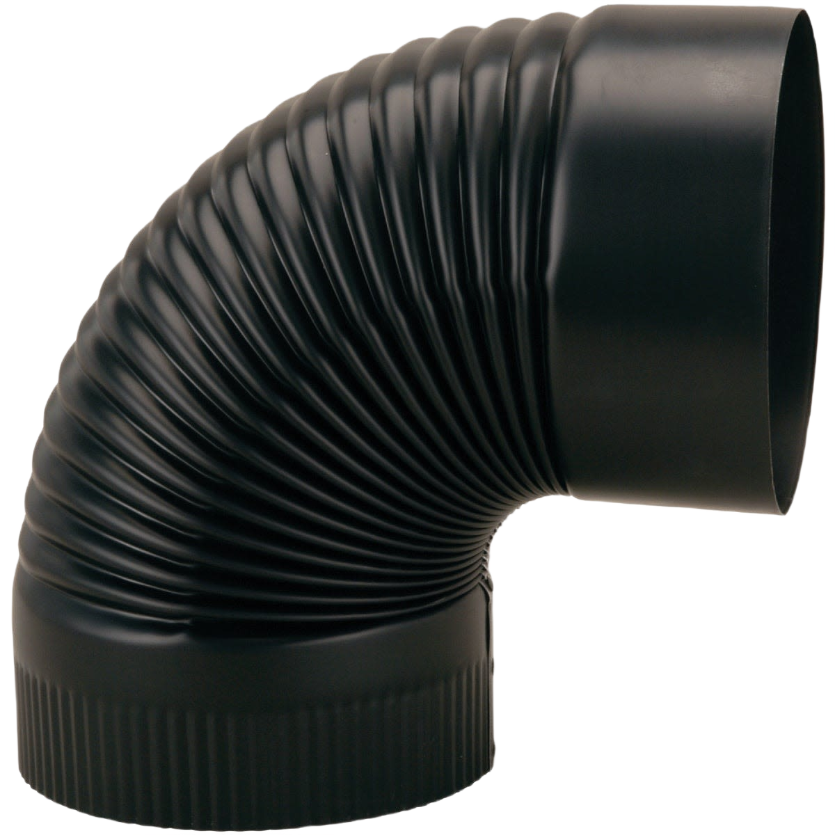 Black 24 gauge crimped 90-degree elbow pipe fitting for solid fuel venting in Plumbing under $50 collection