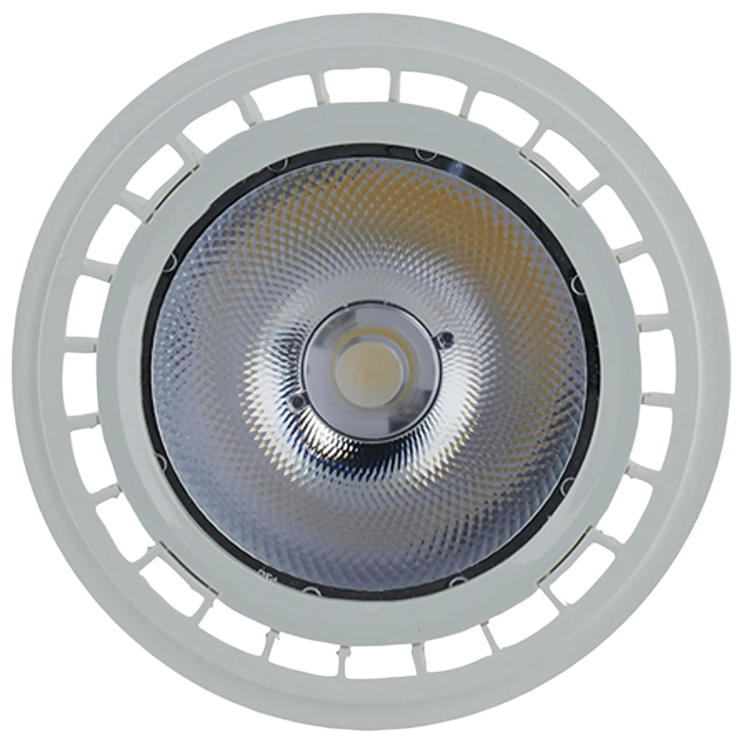 White LED floodlight bulb with G53 base and reflective surface for home improvement lighting applications