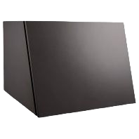Modern titanium kitchen hood with sleek angular design in range hoods and kitchen appliances collection