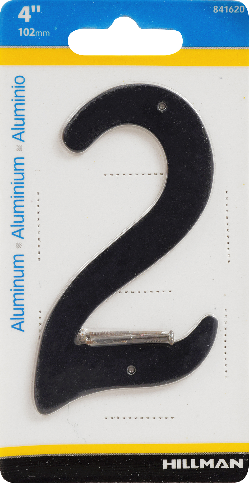 Hillman 4" House Number Nail-On Classic 2 Black, 2-Pack