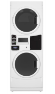 White front load commercial stack washer and dryer combo with digital controls in Appliance laundry centers collection